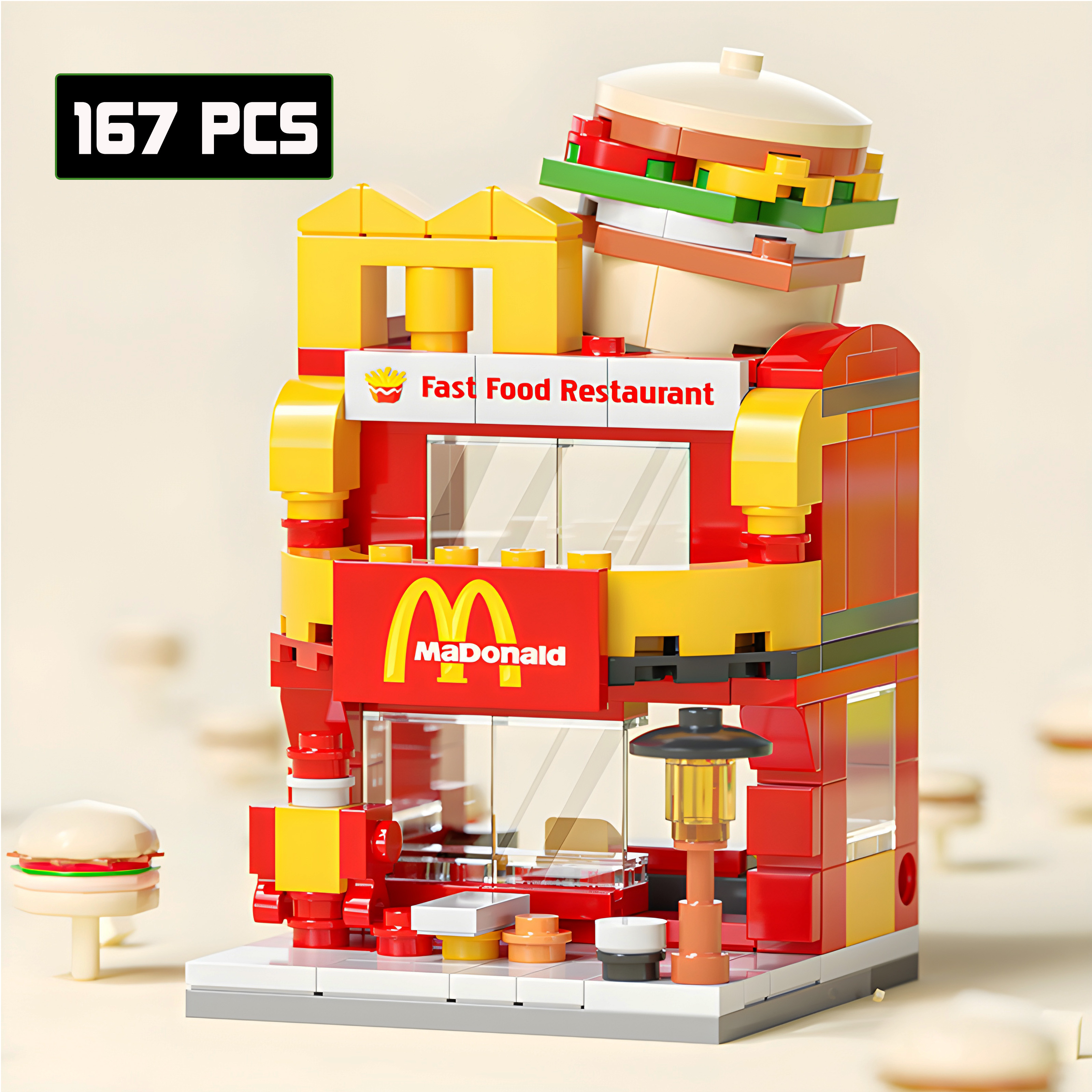 Bộ Mô Hình Lắp Ráp Lego Cửa Hàng Đồ Ăn Nhanh 167 PCS  Ezpc