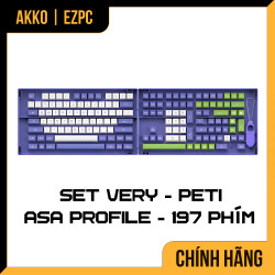  Keycap AKKO  Set  Very Peri PBT Double-Shot ASA Profile 197 Nút