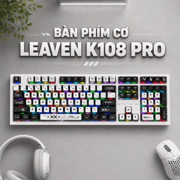Bàn Phím Cơ Gaming LEAVEN K108 Fullsize 108 Phím LED RGB