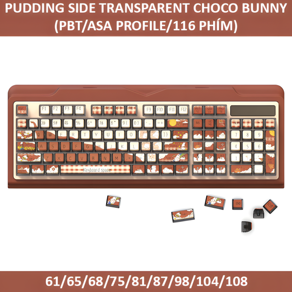 Keycap Pudding Side Transparent Choco Bunny PBT SAX Profile 116 Phím|EZPC