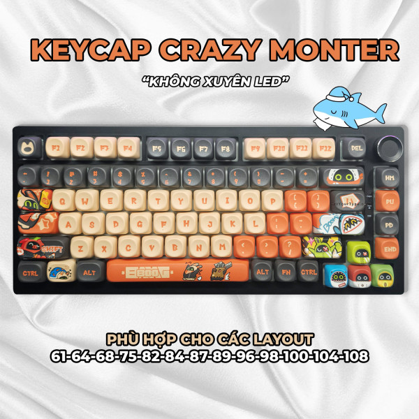 Keycap Cho Bàn Phím Cơ  CRAZY MONSTER  PBT MAO Profile 132 Phím|EZPC