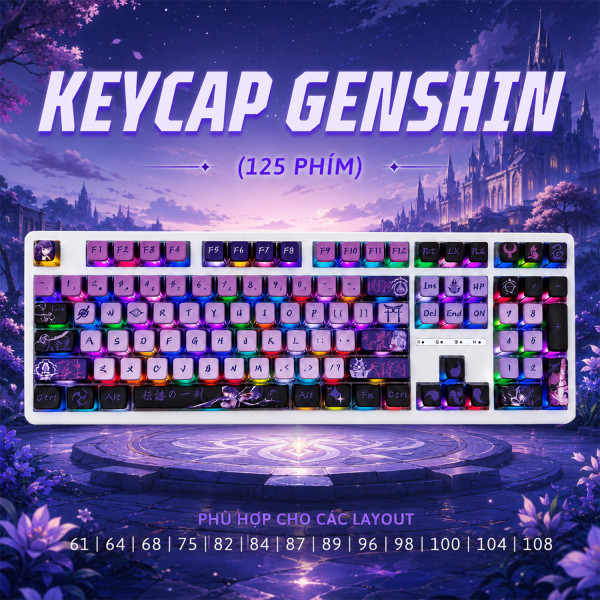 Keycap Pudding GENSHIN GENERAL THUNDER  PBT SAX Profile 125 Phím|EZPC