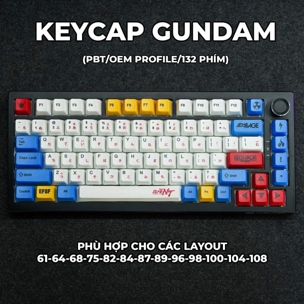 Keycap Cho Bàn Phím Cơ GUNDAM PBT OEM Profile 132 Phím|EZPC