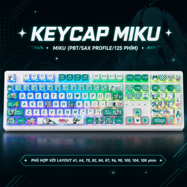 Keycap Pudding Cho Bàn Phím Cơ  MIKU SAX  Profile 125 Phím|EZPC