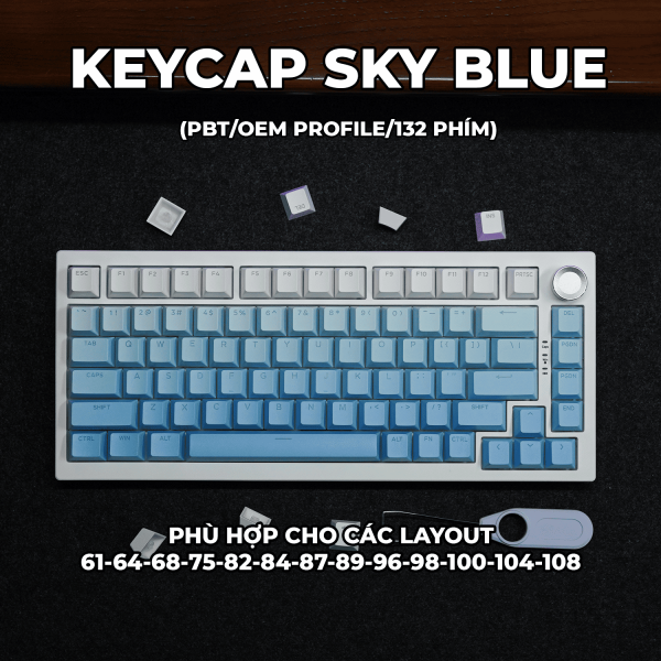Keycap Cho Bàn Phím Cơ SKY BLUE OEM Profile 132 Phím|EZPC