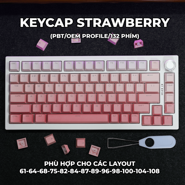 Keycap Cho Bàn Phím Cơ STRAWBERRY OEM  Profile 132 Phím|EZPC