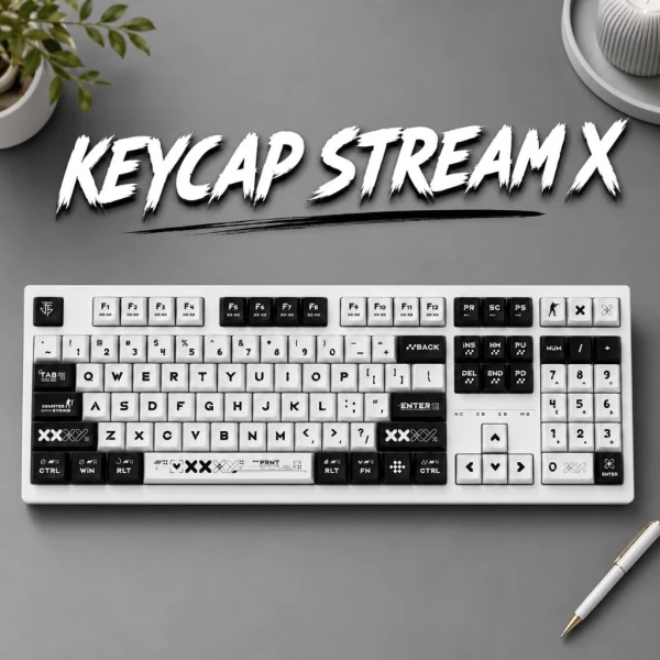 Keycap Cho Bàn Phím Cơ   STREAM X Không Xuyên LED PBT Cherry Profile 132 Phím|EZPC