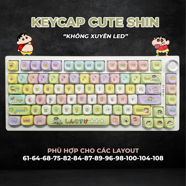 Keycap Cho Bàn Phím Cơ  CUTE SHIN  Không Xuyên LED PBT MAO Profile 135 Phím|EZPC