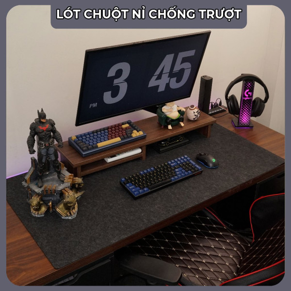 Miếng Lót Chuột Cỡ Lớn, Chất Liệu Bằng Nỉ Màu Đen