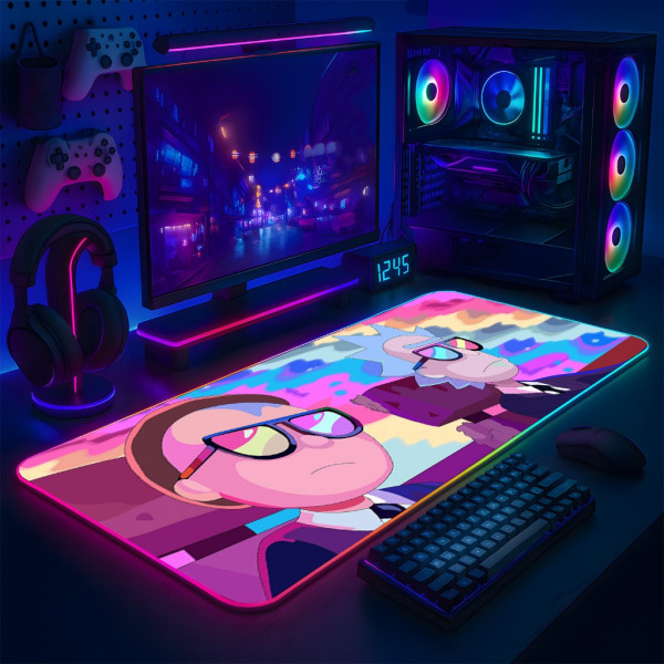 LÓT CHUỘT LED RGB 80×30 RICK AND MORTY