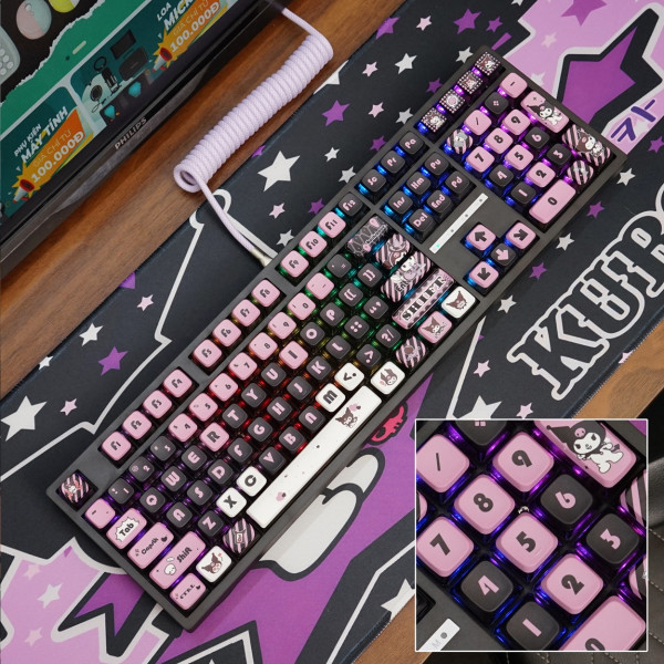 Bàn Phím Cơ LEAVEN K108 Phiên Bản Kuromi