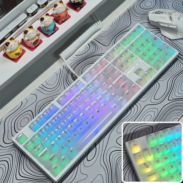 Bàn Phím Cơ LEAVEN K108 Phiên Bản Clear White