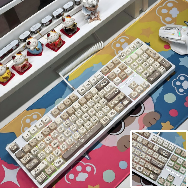 Bàn Phím Cơ LEAVEN K108 Phiên Bản Azuki-San Cat