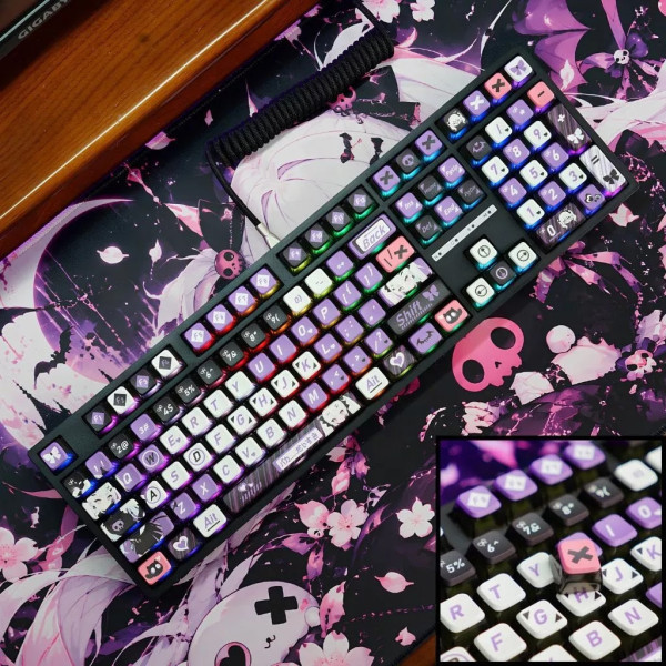 Bàn Phím Cơ LEAVEN K108 Phiên Bản Sakura Evil Purple