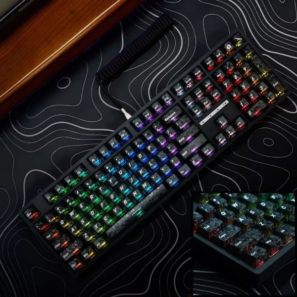 Bàn Phím Cơ LEAVEN K108 Phiên Bản Clear Carbon Fiber