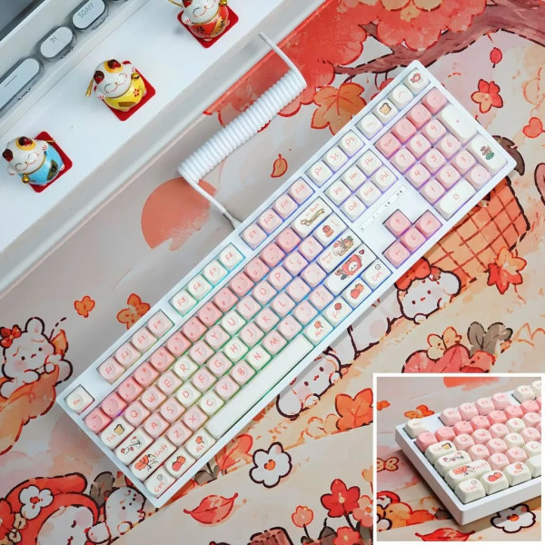 Keycap MOA Cho Bàn Phím Cơ AUTUMN PINK PUPPY