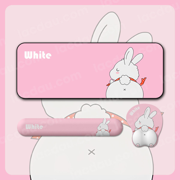 Combo Lót Chuột Kê Tay Bàn Phím Cực Dễ Thương White Bunny