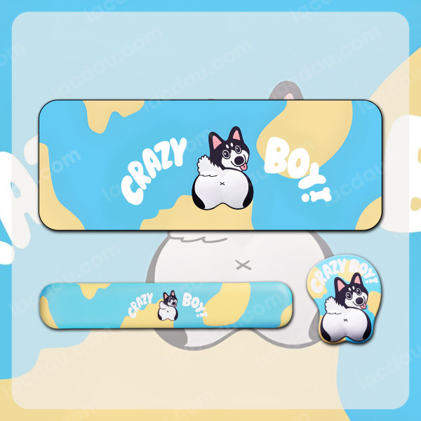 Combo Lót Chuột Kê Tay Bàn Phím Cực Dễ Thương Crazy Boy