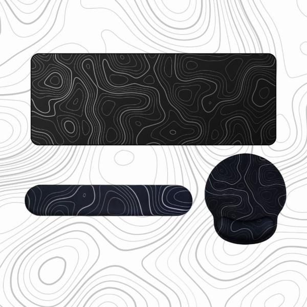 Combo Lót Chuột Kê Tay Bàn Phím Cực Dễ Thương Black Contour
