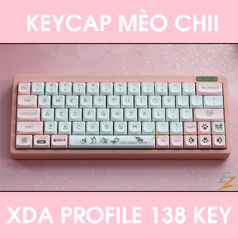 Keycap Mèo Chii Thick PBT XDA Profile 138 Phím EZPC