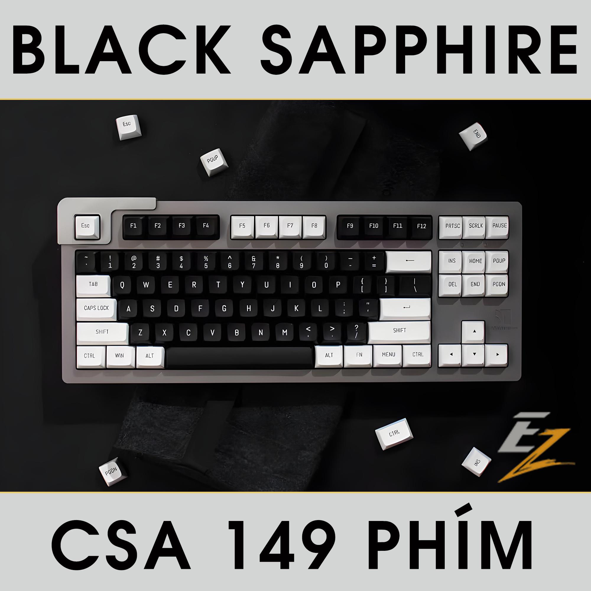 Keycap Cho Bàn Phím Cơ Black Sapphire CSA Profile 149 Phím | EZPC