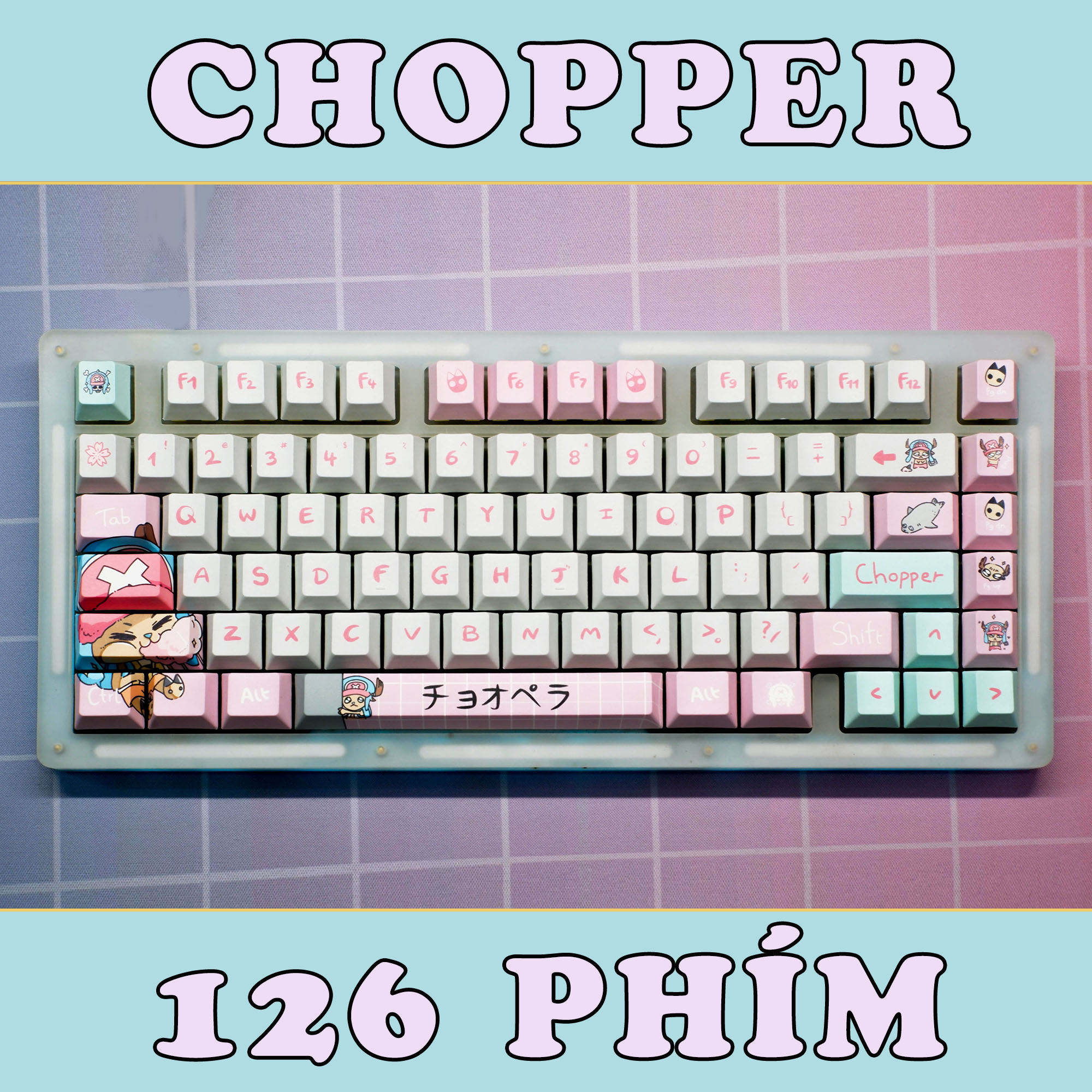 Keycap Cho Bàn Phím Cơ Chopper PBT Cherry Profile 126 Phím | EZPC