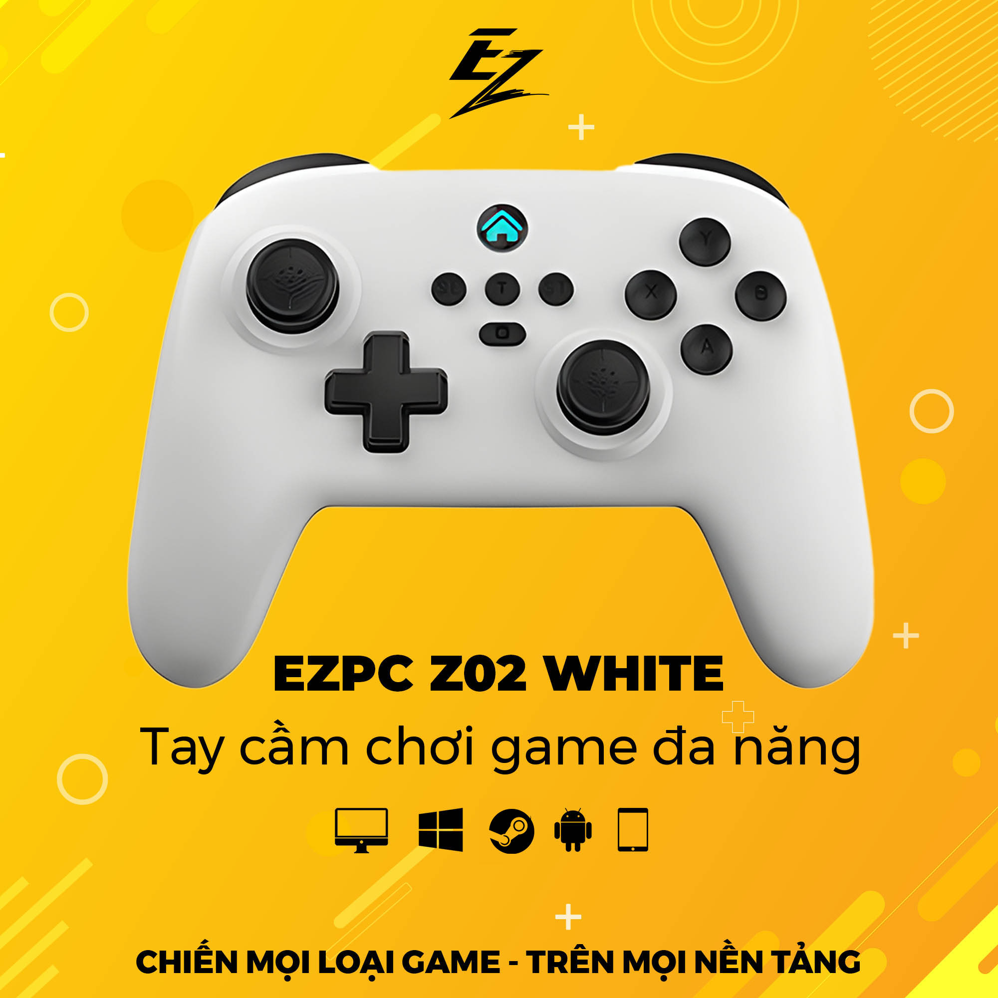 Tay Cầm Chơi Game Không Dây Cho PC Và Mobile Z02 White Có Bluetooth | EZPC