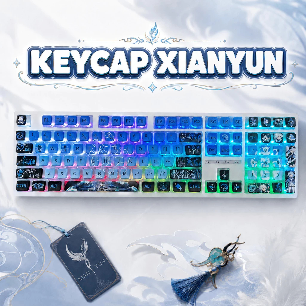 Keycap Pudding Side Transparent Genshin Kamisato Ayaka PBT SAX Profile 125 Phím|EZPC