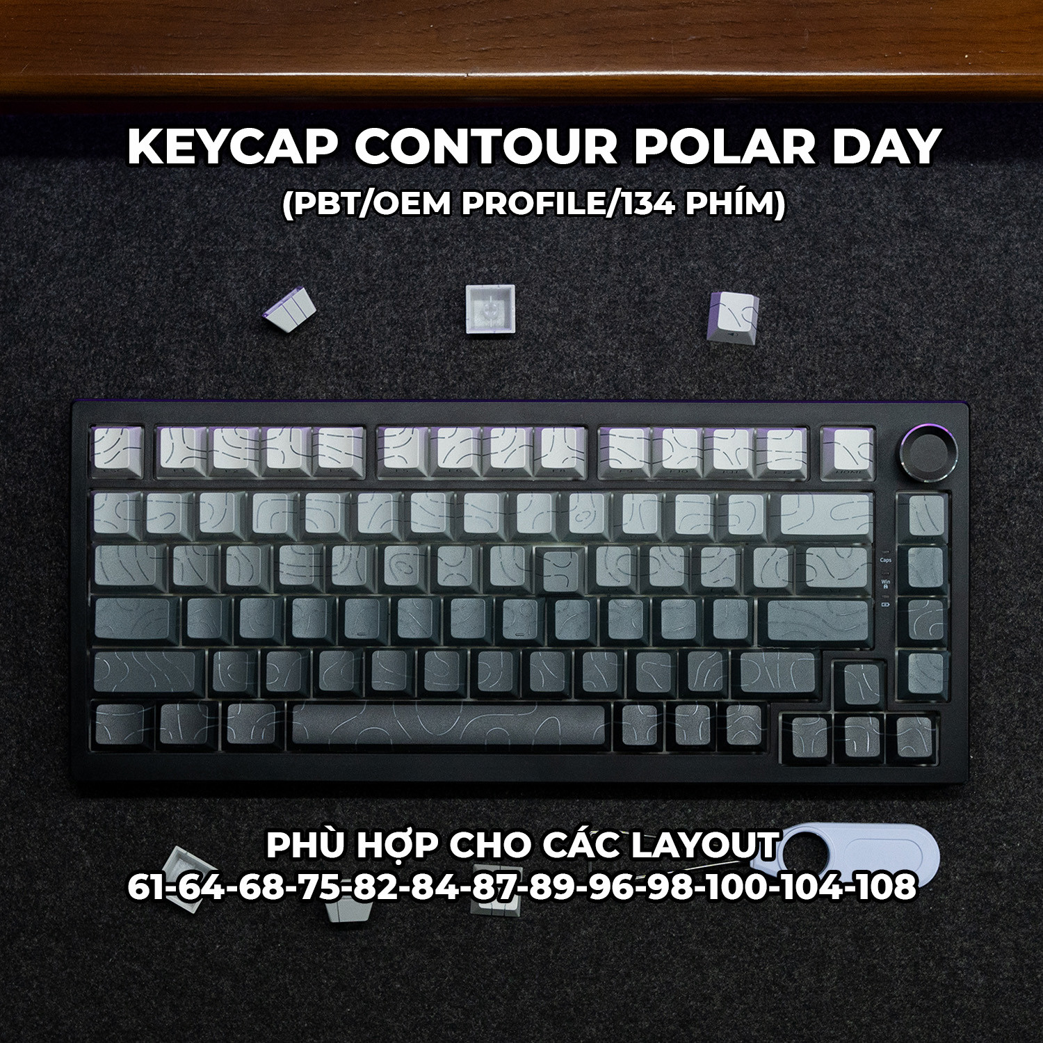 Keycap Cho Bàn Phím Cơ  Contour Polar Day LED PBT OEM Profile 132 Phím|EZPC