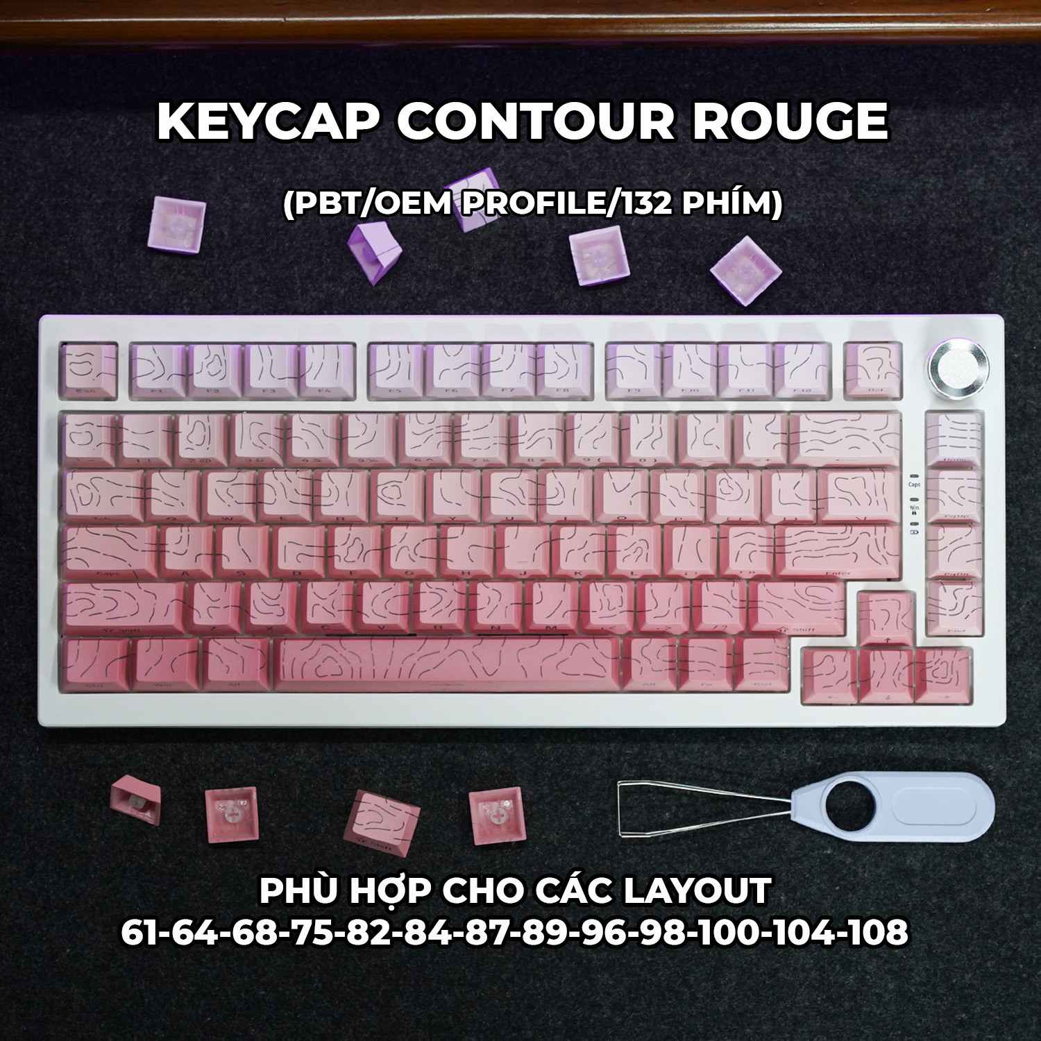Keycap Cho Bàn Phím Cơ CONTOUR  ROUGE PBT OEM Profile 134 Phím|EZPC