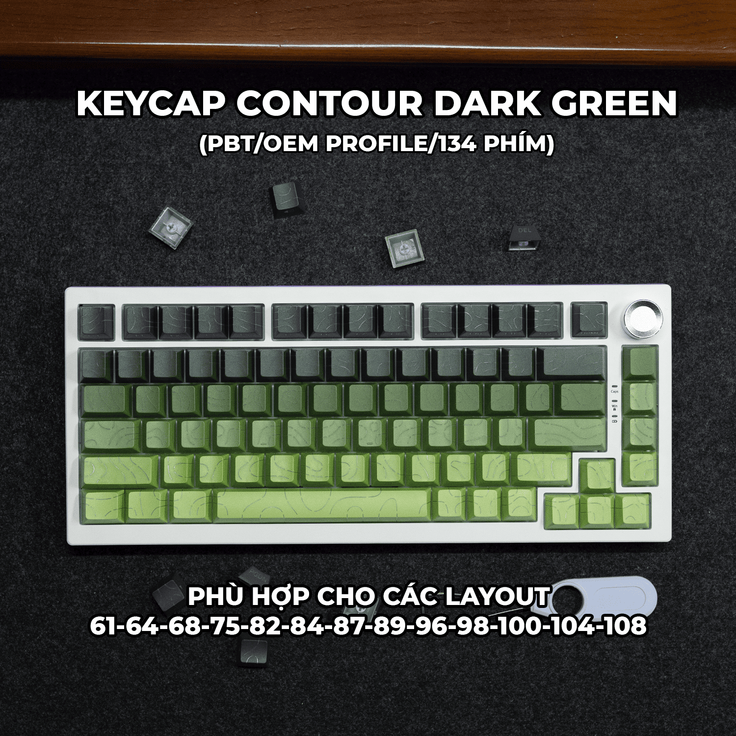 Keycap Cho Bàn Phím Cơ  CONTOUR  ROUGE  DARK GREEN   PBT OEM Profile 134 Phím|EZPC