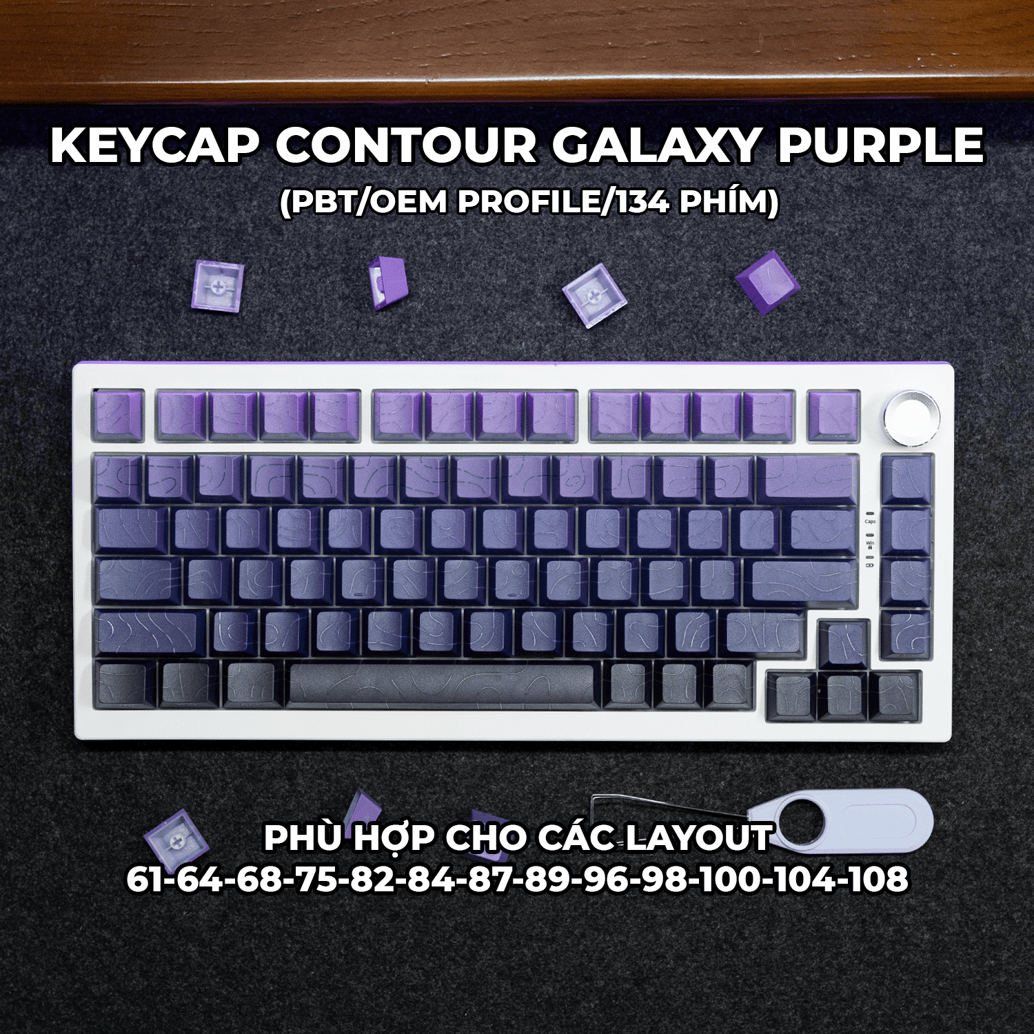 Keycap Cho Bàn Phím Cơ  CONTOUR GALYXY PURPLE PBT OEM Profile 134 Phím|EZPC