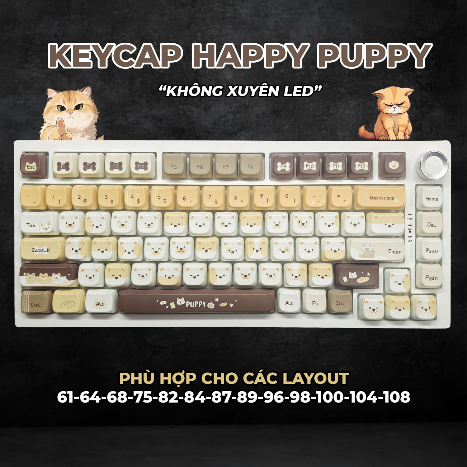 Keycap Cho Bàn Phím Cơ HAPPY PUPPY PBT MAO Profile 136 Phím|EZPC