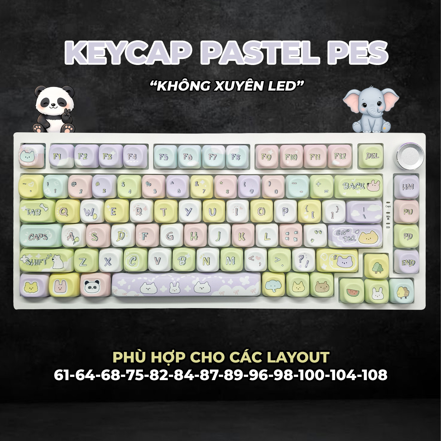Keycap Cho Bàn Phím Cơ PASTEL PET XDA  Profile 127 Phím|EZPC