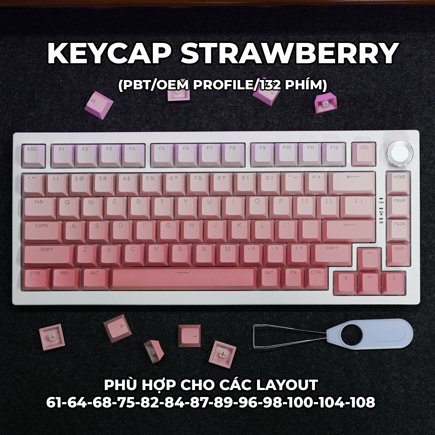 Keycap Cho Bàn Phím Cơ STRAWBERRY OEM  Profile 132 Phím|EZPC