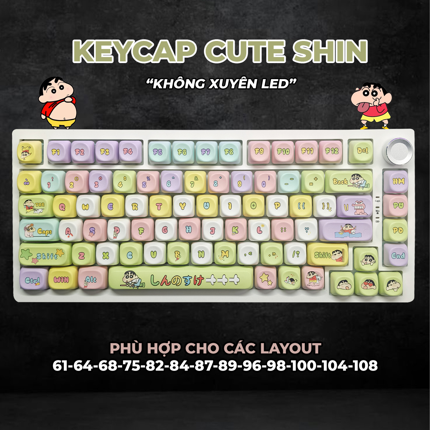 Keycap Cho Bàn Phím Cơ  CUTE SHIN  Không Xuyên LED PBT MAO Profile 135 Phím|EZPC