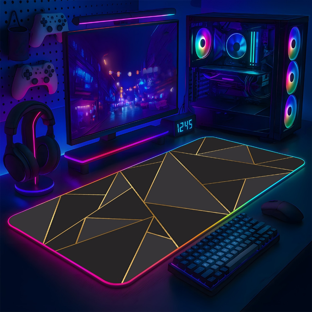 LÓT CHUỘT LED RGB 80×30 BLACK GOLD