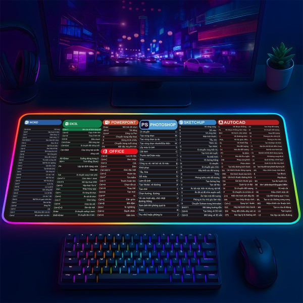 LÓT CHUỘT LED RGB 80×30 CÔNG THỨC ĐEN