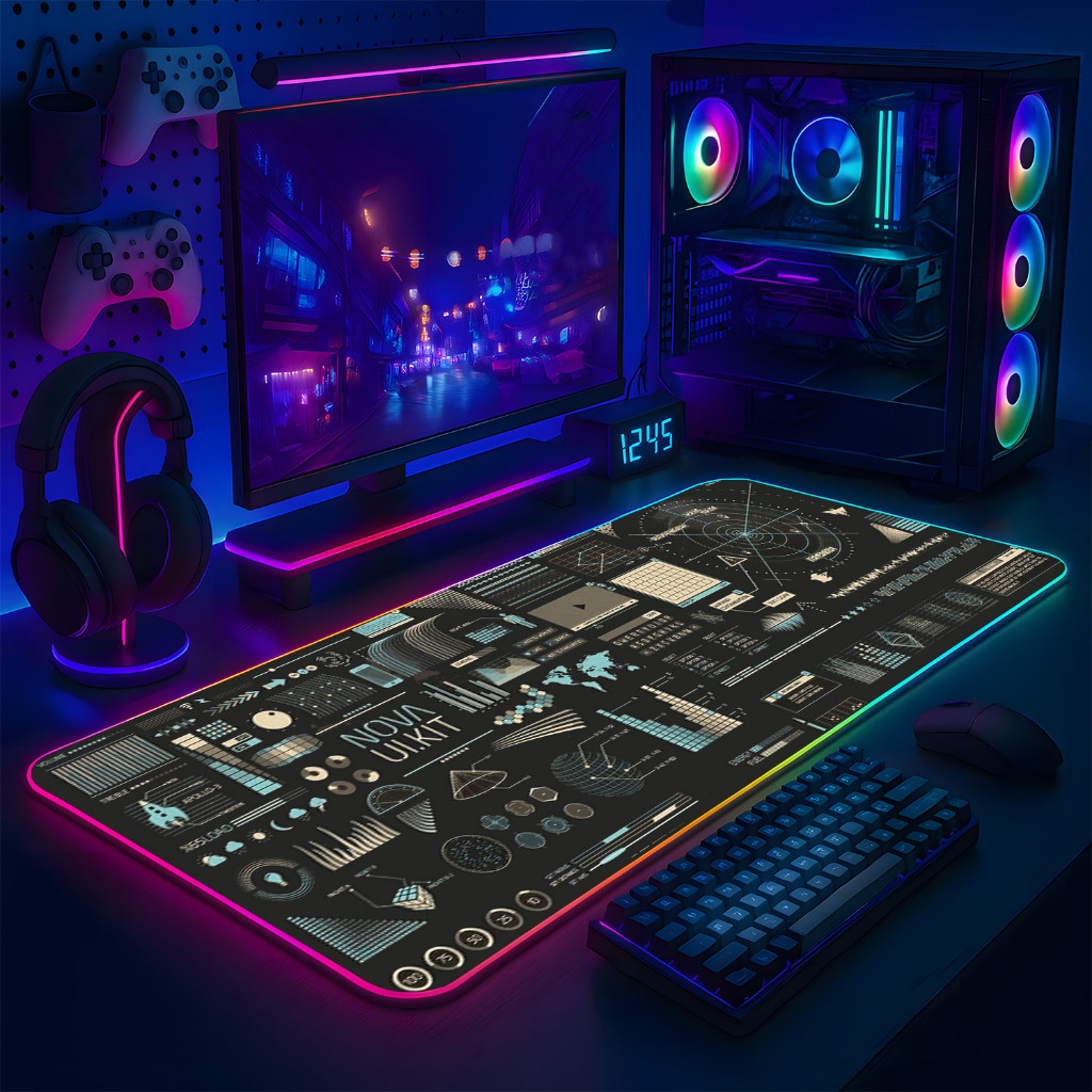 LÓT CHUỘT LED RGB 80×30 GAME PAD BLACK ASTRONUAT