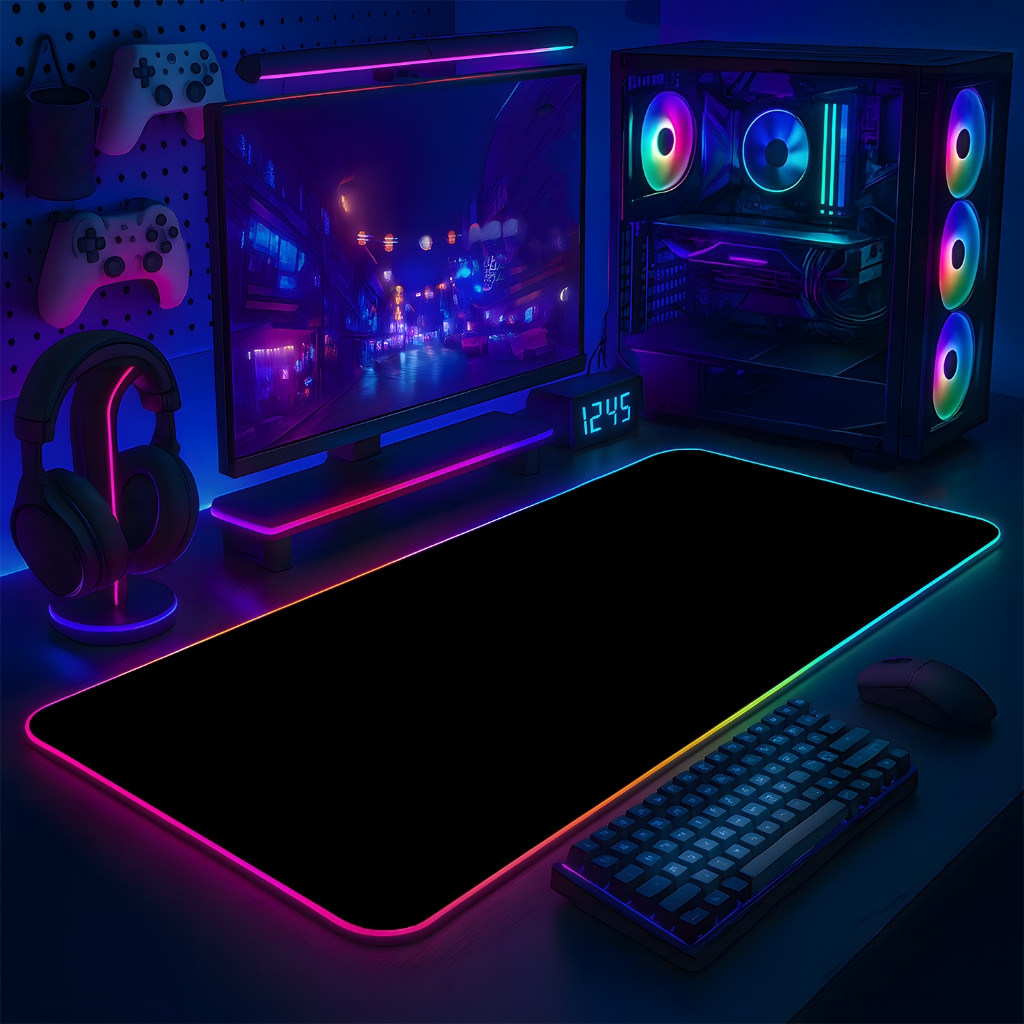 LÓT CHUỘT LED RGB 80×30 FULL ĐEN