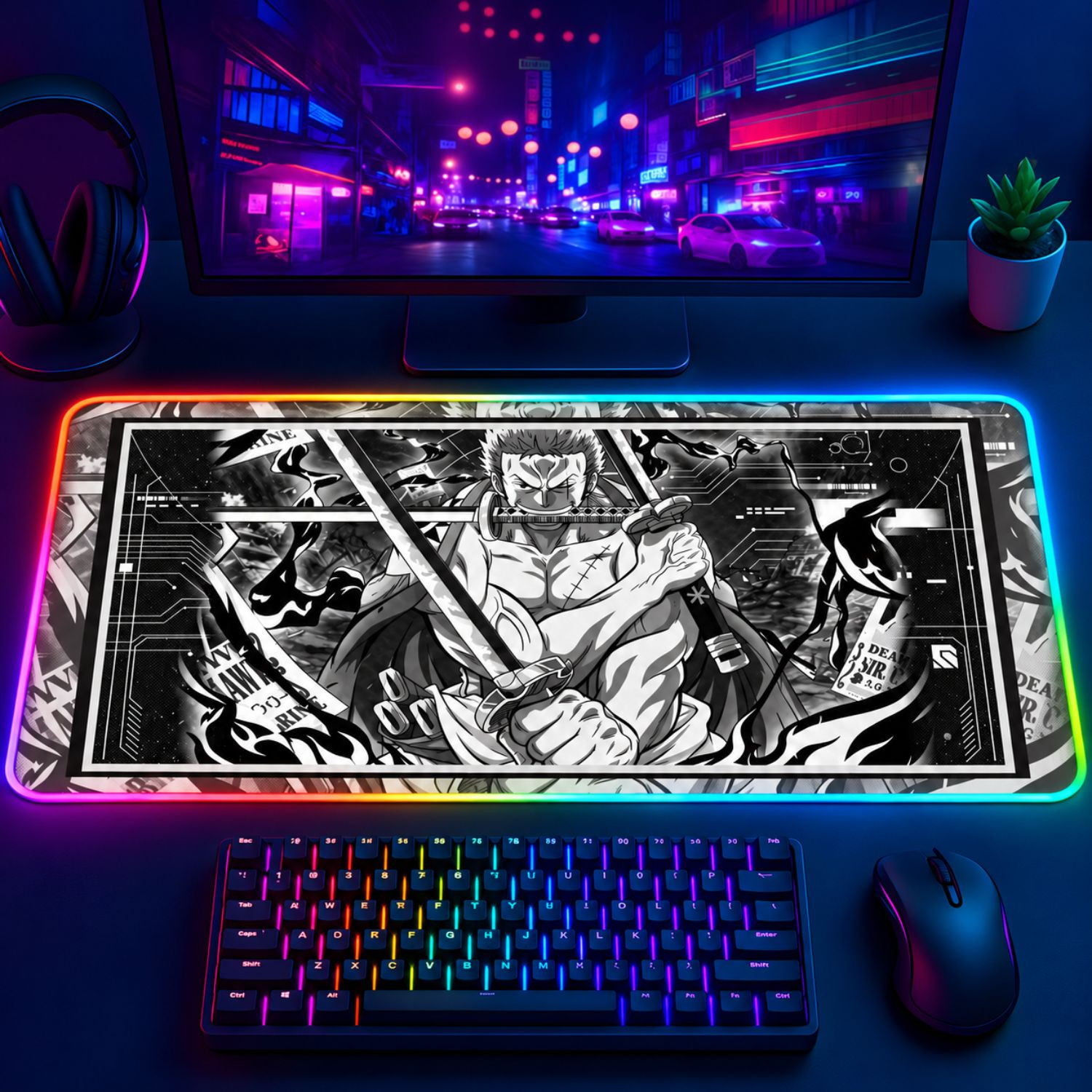 LÓT CHUỘT LED RGB 80×30 BLACK ZORO