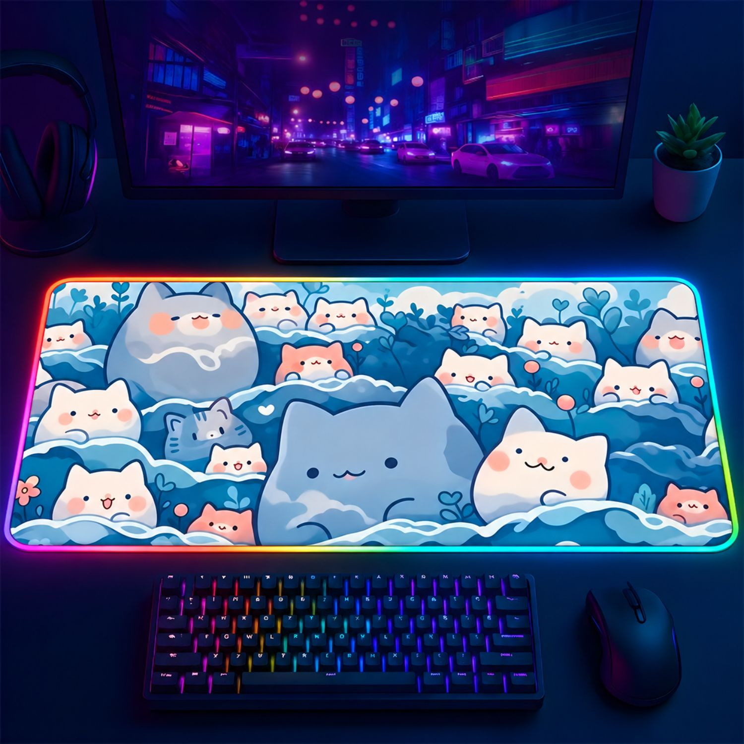 LÓT CHUỘT LED RGB 80×30 SEACAT