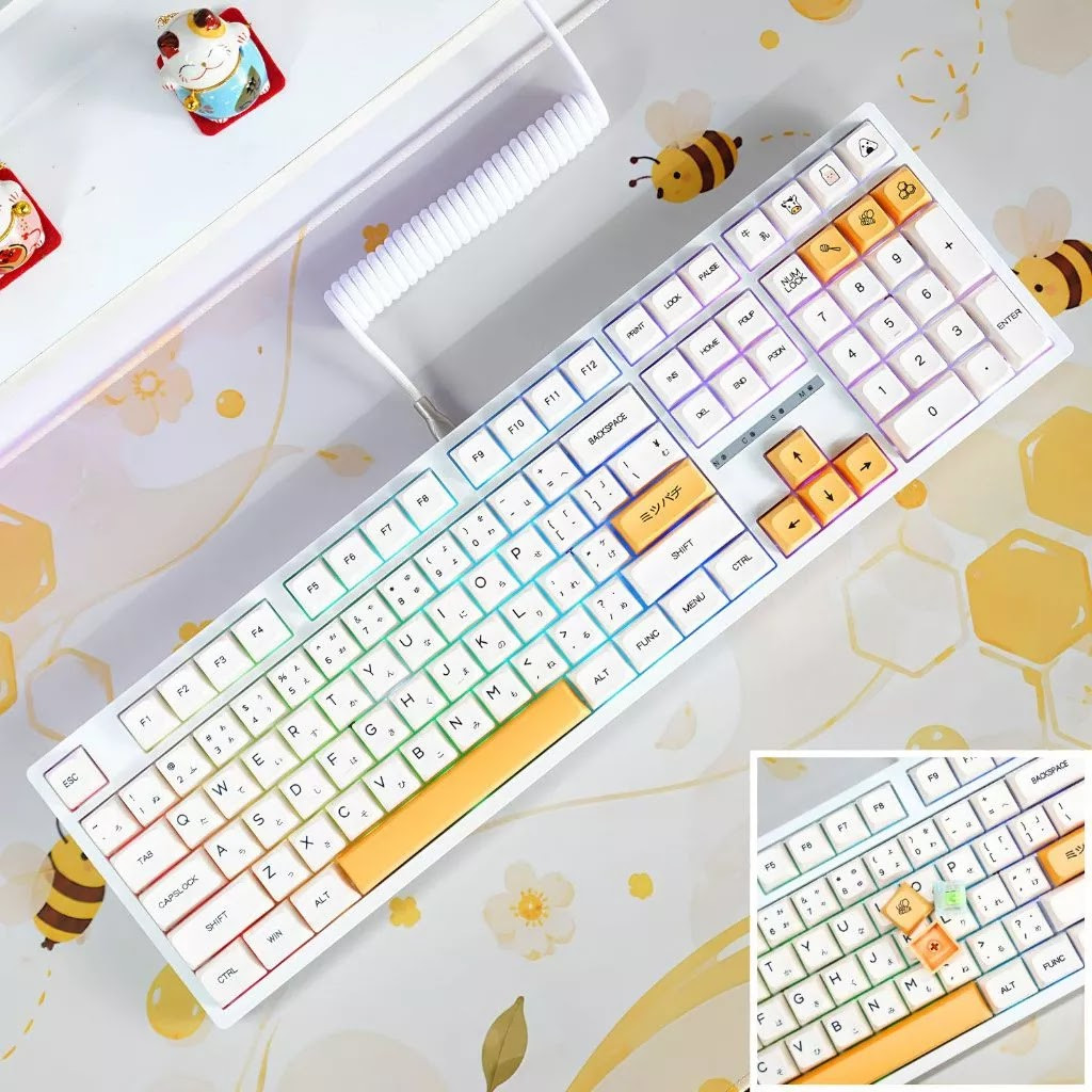 Bàn Phím Cơ LEAVEN K108 Phiên Bản Honey Milk