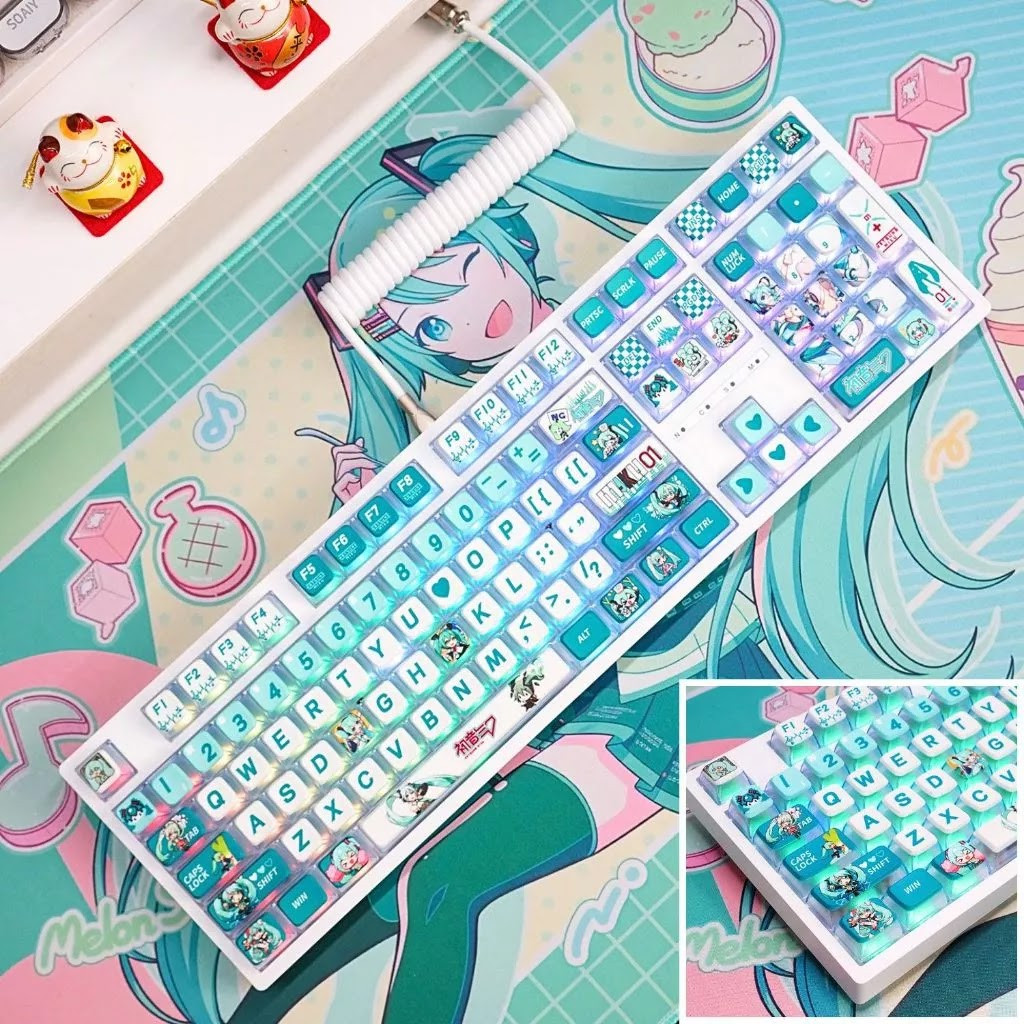 Bàn Phím Cơ LEAVEN K108 Phiên Bản Hatsune Miku