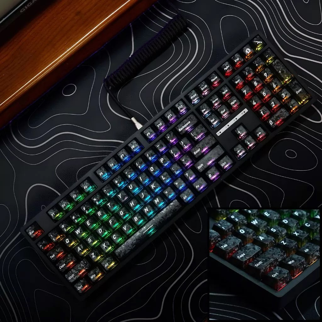 Bàn Phím Cơ LEAVEN K108 Phiên Bản Clear Carbon Fiber