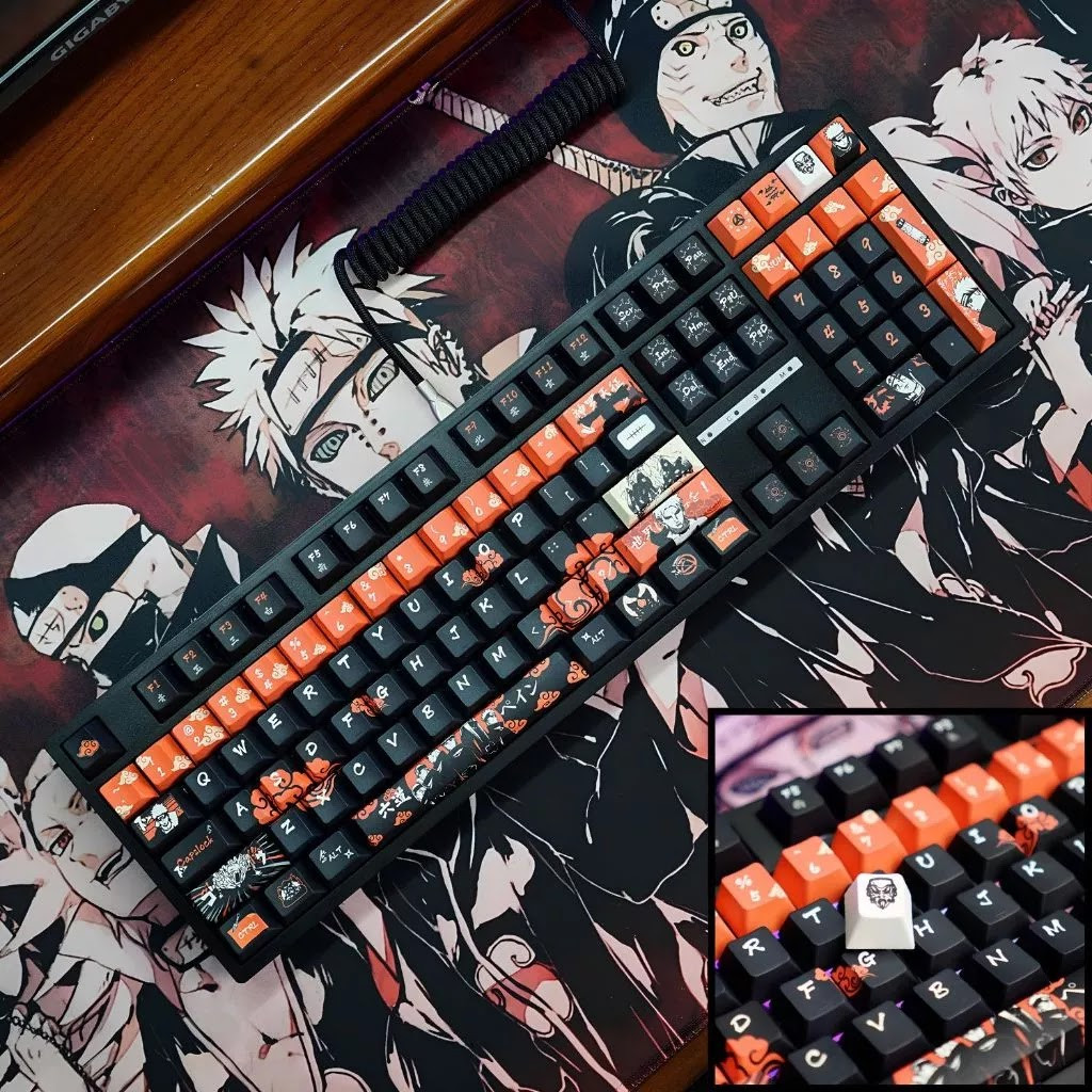 Bàn Phím Cơ LEAVEN K108 Phiên Bản Akatsuki BL & Orange