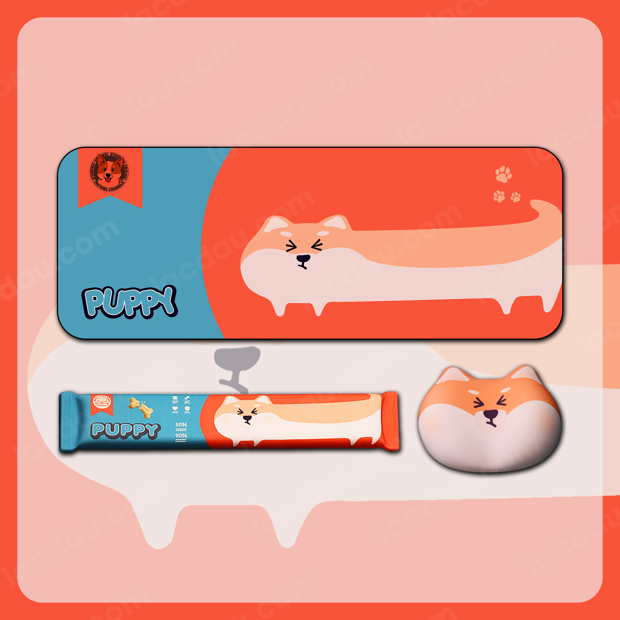 Combo Lót Chuột Kê Tay Bàn Phím Cực Dễ Thương Shiba Inu Puppy