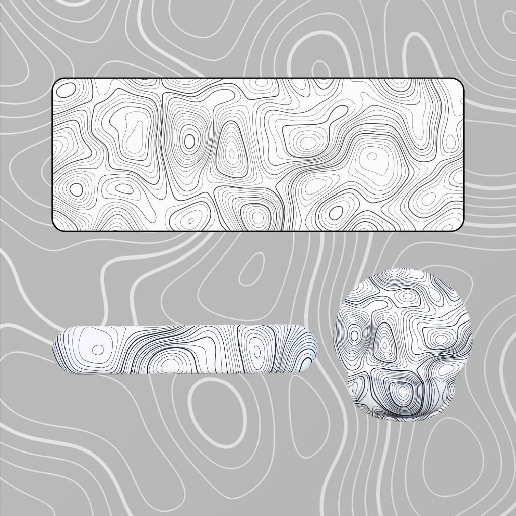 Combo Lót Chuột Kê Tay Bàn Phím Cực Dễ Thương White Contour