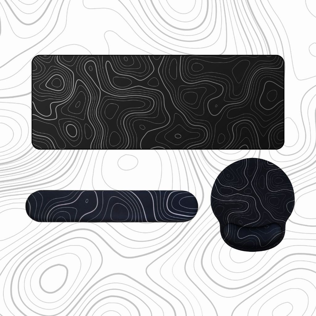 Combo Lót Chuột Kê Tay Bàn Phím Cực Dễ Thương Black Contour